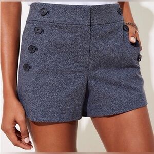 Loft the Riviera Sailor Short Size 10 Blue 100% Cotton 3.5” Inseam Buttons